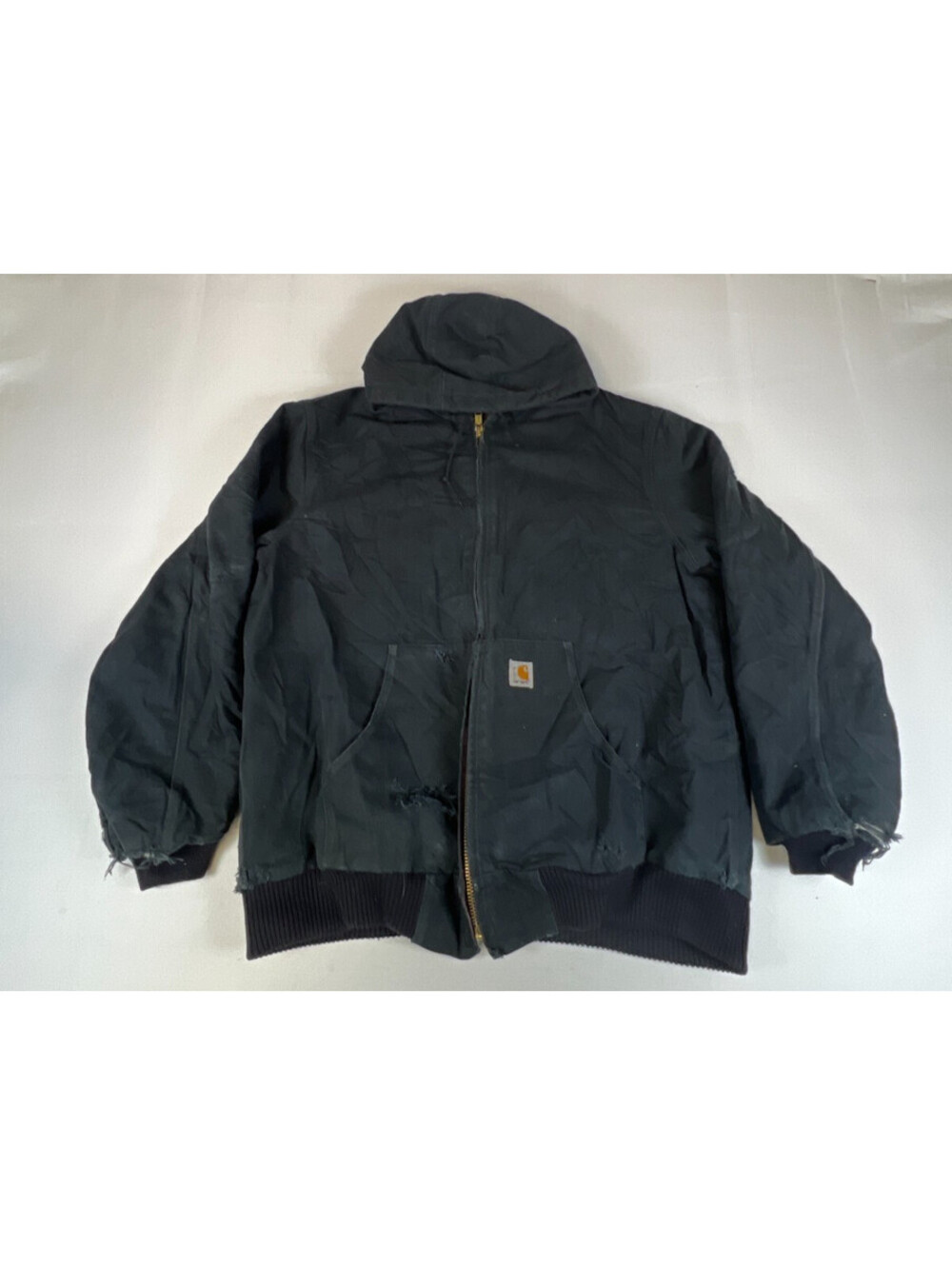 Carhartt J140 BLK Men XL Tall Black Cotton Duck Active Hooded Jacket